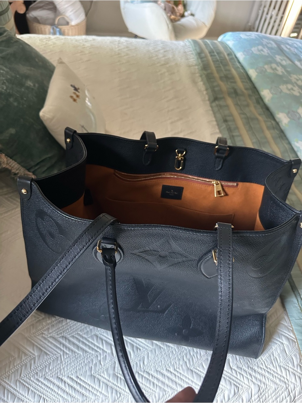 Louis Vuitton Black Embossed Monogram Tote - Picture 10 of 11